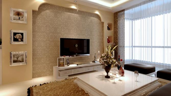 Selection of gold wallpaper for walls, photo in the interior Golden beige wallpaper in the interior